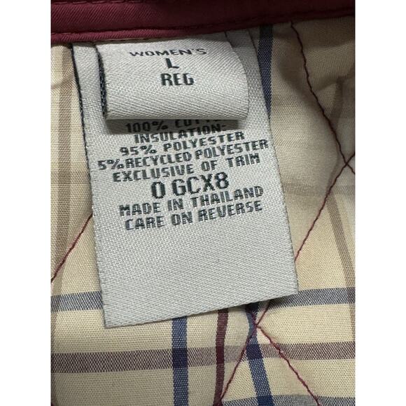 LL Bean Quilted Riding Jacket Women's Large Regular Plaid Lining Snap Closure - Picture 4 of 12